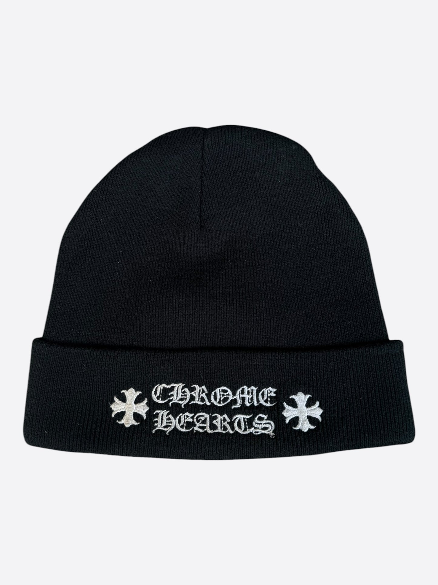 Chrome Hearts Black & White Embroidered Logo Beanie