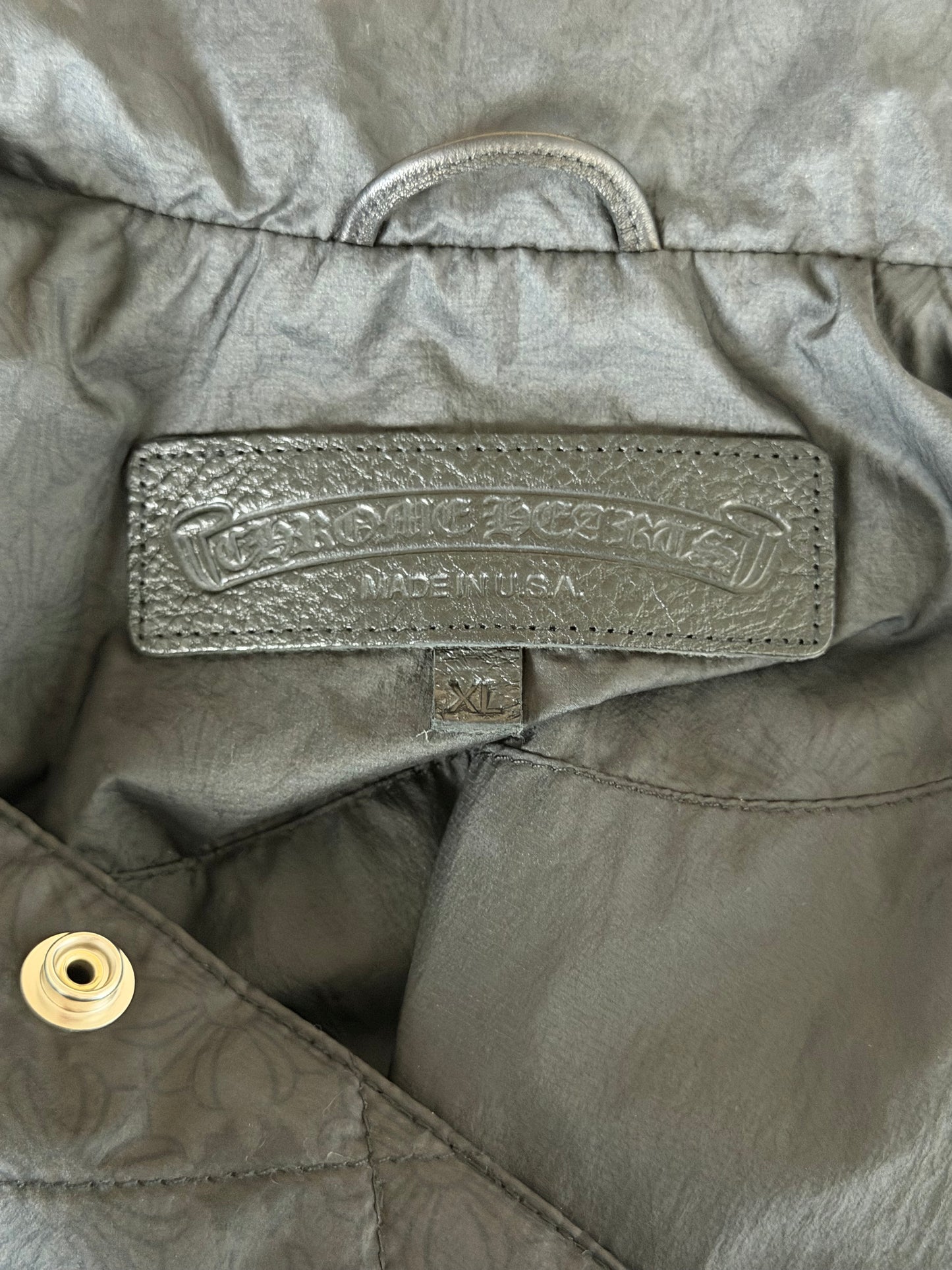 Chrome Hearts Black Cross Jacquard Quilted Embroidered Logo Nylon Jacket