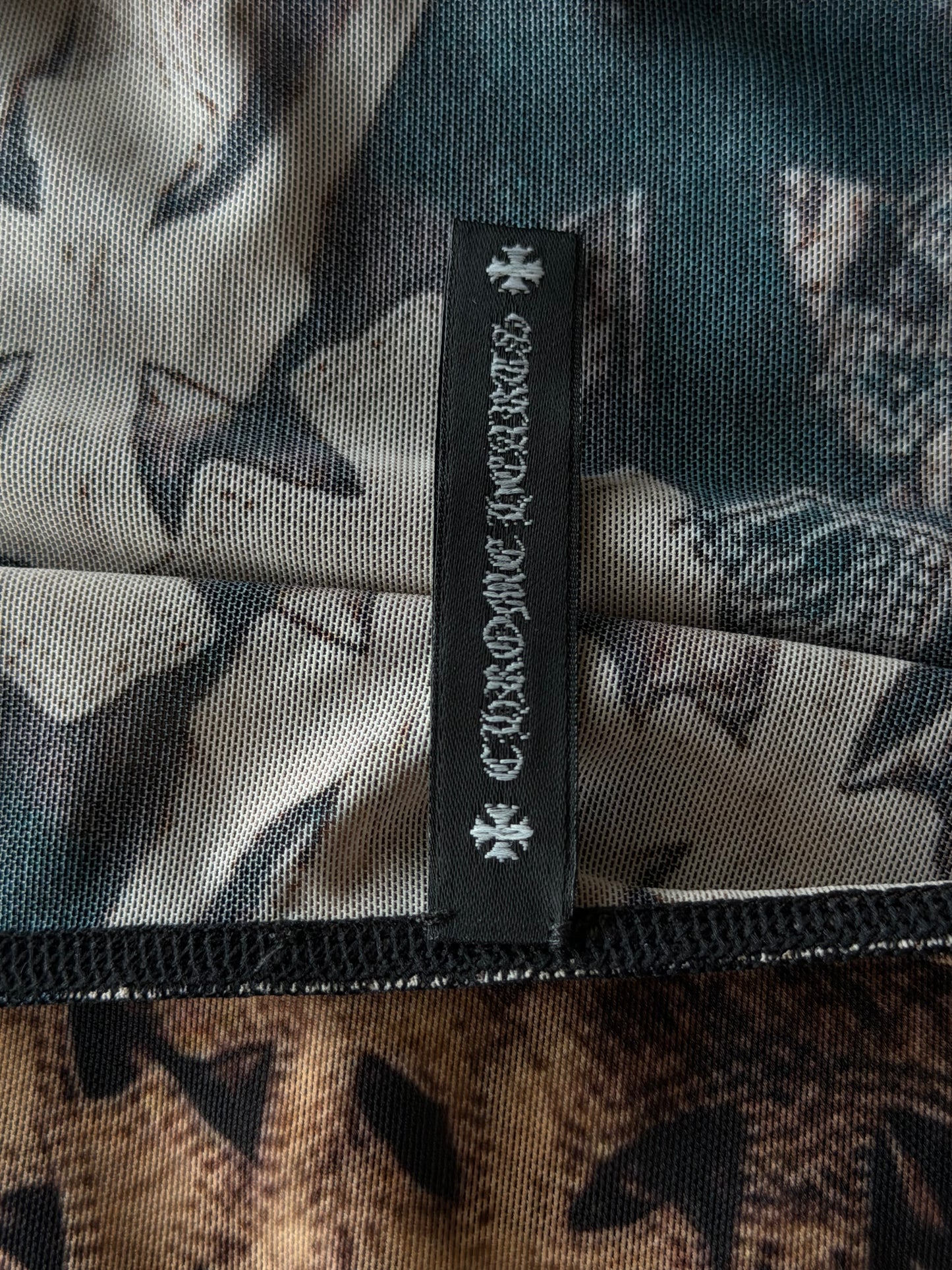 Chrome Hearts Brown All Over Cross Print Mesh Dress