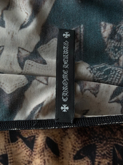 Chrome Hearts Brown All Over Cross Print Mesh Dress