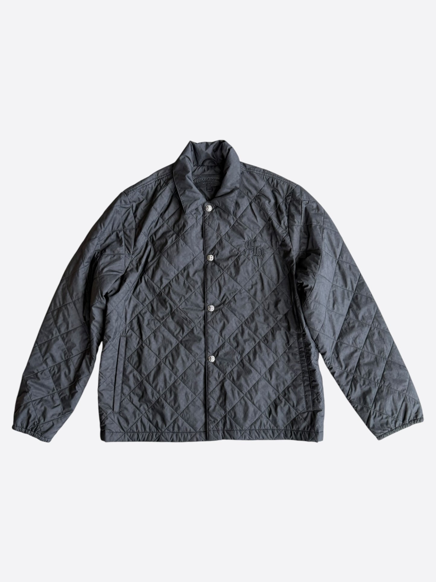 Chrome Hearts Black Cross Jacquard Quilted Embroidered Logo Nylon Jacket