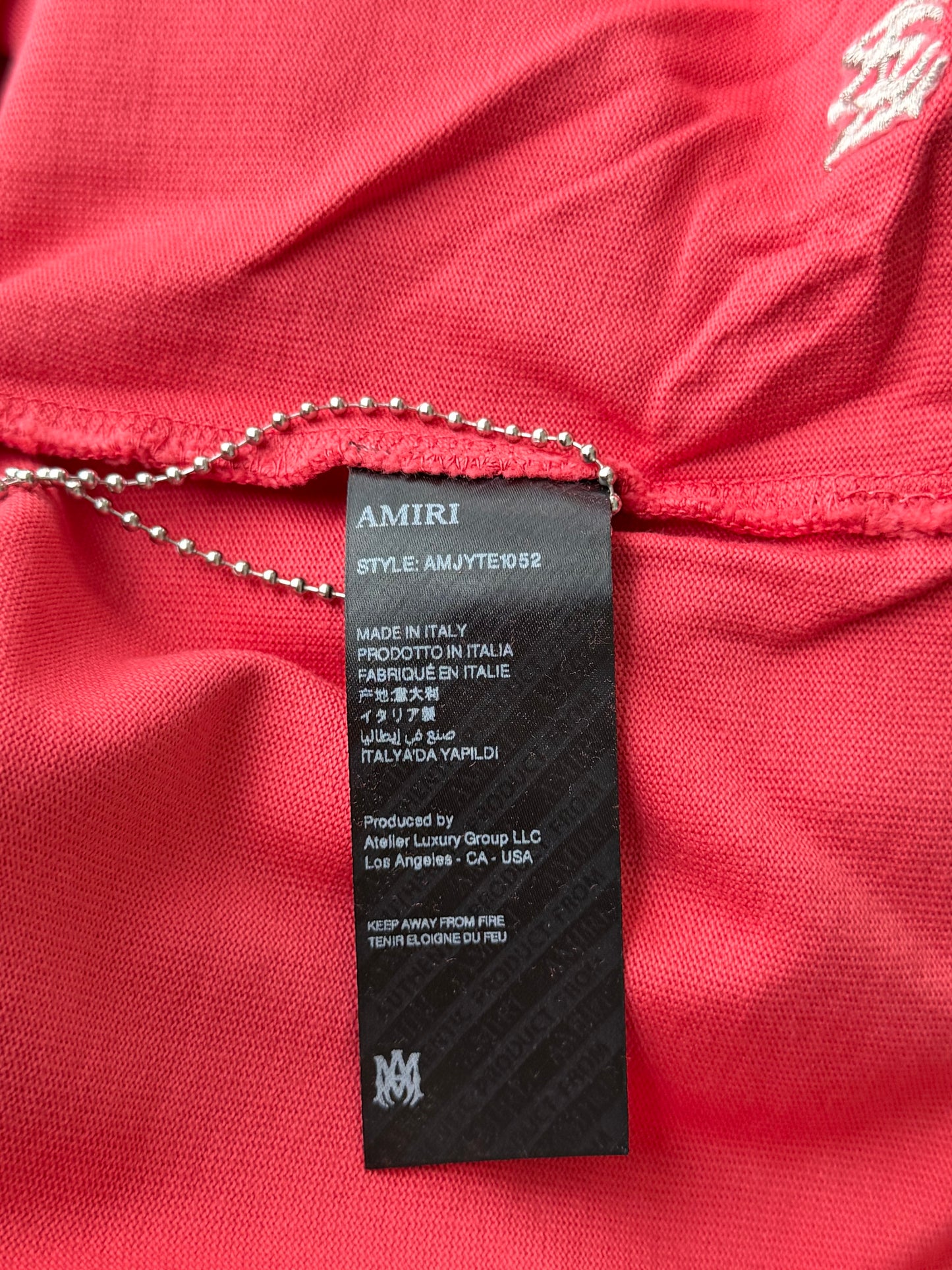 Amiri Vintage Red Embroidered Logo T-Shirt