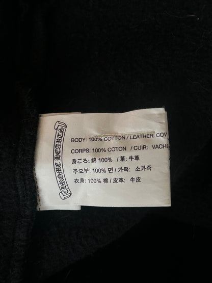 Chrome Hearts Black Leather Triple Cross Patch Hoodie