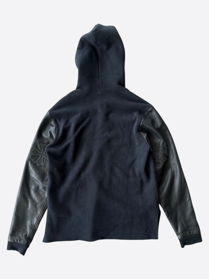 Chrome Hearts Black Leather Triple Cross Patch Hoodie