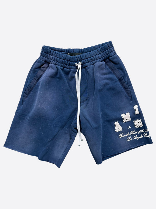 Amiri Blue & White Collegiate Logo Shorts