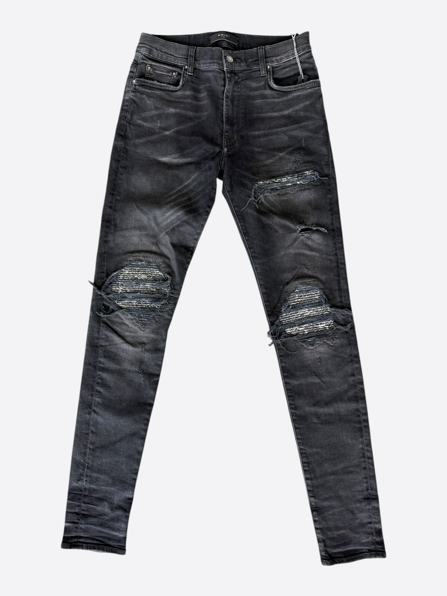 Amiri Aged Black & White Bandana Patch MX1 Jeans