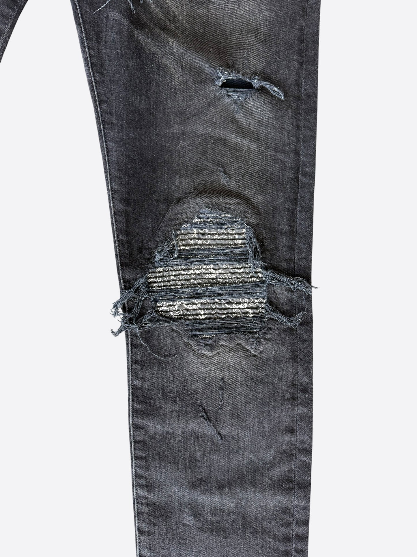 Amiri Aged Black & White Bandana Patch MX1 Jeans