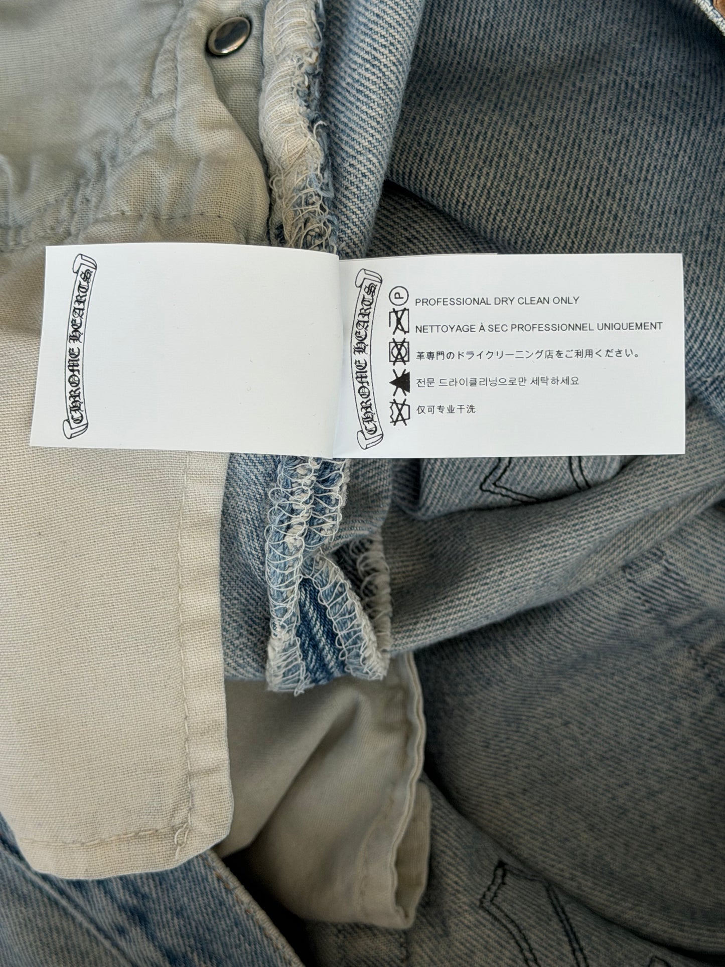 Chrome Hearts Levis Light Blue & Black Cross Patch Jeans