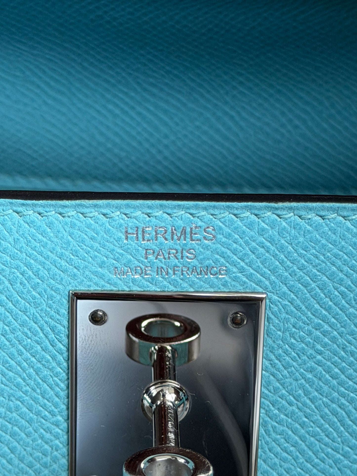 Hermes Blue Atoll Epsom & Palladium Hardware Kelly 28