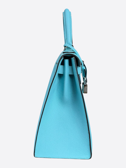 Hermes Blue Atoll Epsom & Palladium Hardware Kelly 28