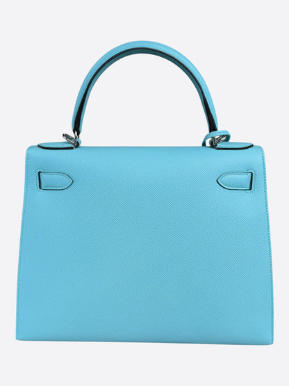 Hermes Blue Atoll Epsom & Palladium Hardware Kelly 28