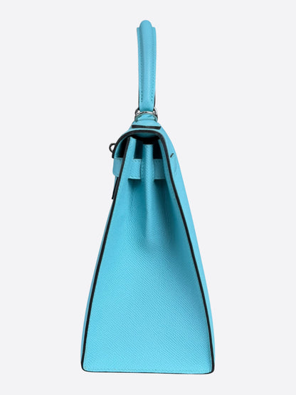 Hermes Blue Atoll Epsom & Palladium Hardware Kelly 28