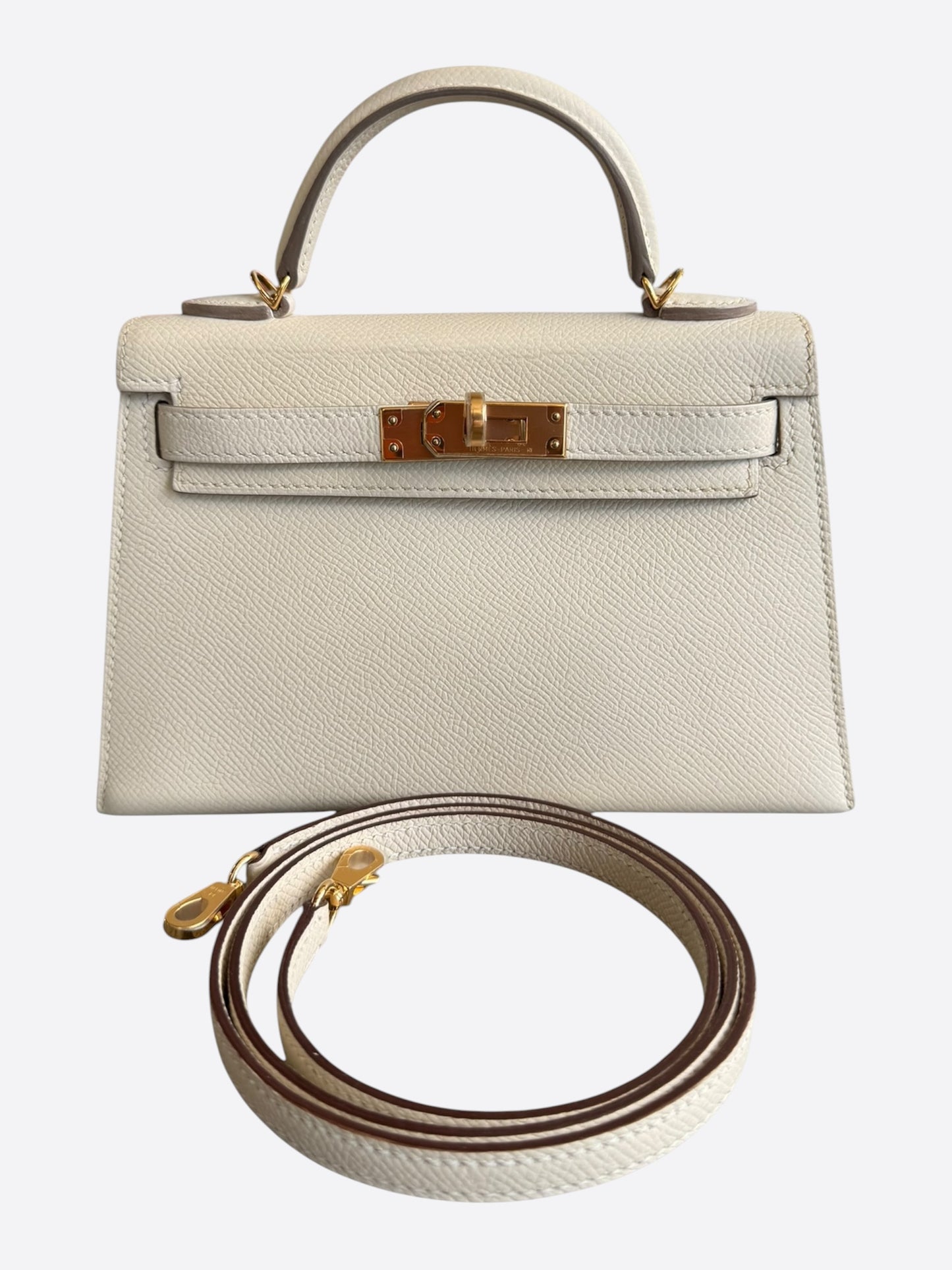 Hermes Craie Epsom & Gold Hardware Mini Kelly 20