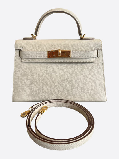 Hermes Craie Epsom & Gold Hardware Mini Kelly 20