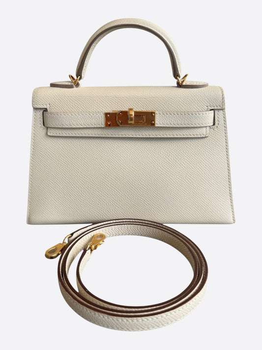 Hermes Craie Epsom & Gold Hardware Mini Kelly 20