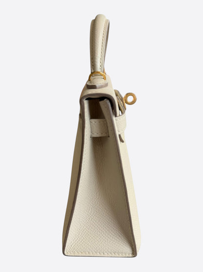 Hermes Craie Epsom & Gold Hardware Mini Kelly 20