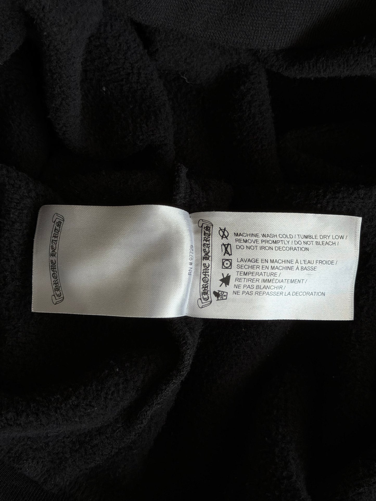 Chrome Hearts Black & White Script Logo Zip Up Hoodie