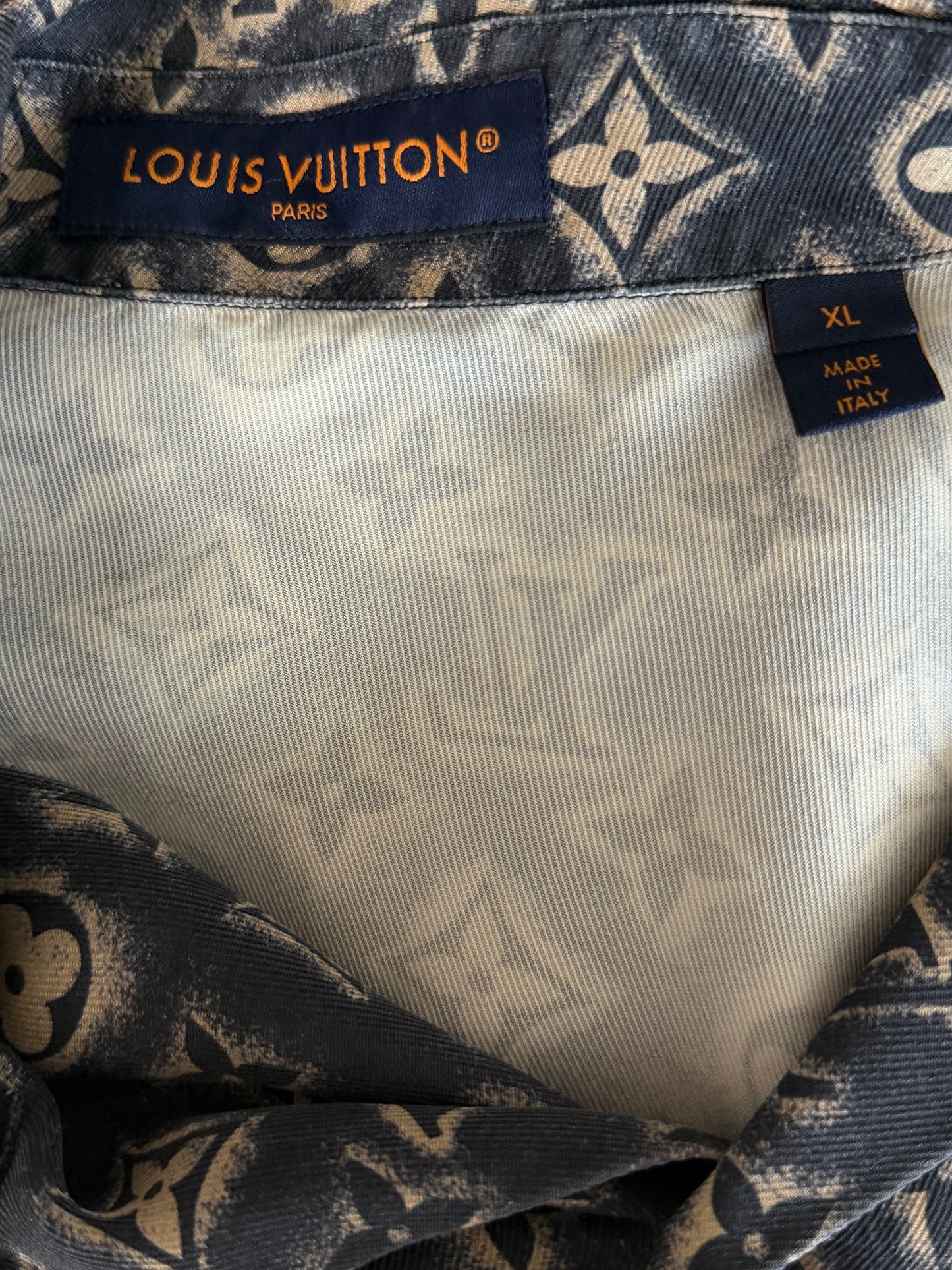 Louis Vuitton Navy & Beige Monogram Button Up Shirt