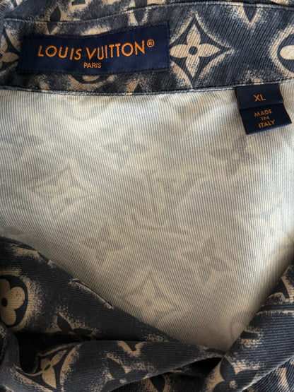 Louis Vuitton Navy & Beige Monogram Button Up Shirt