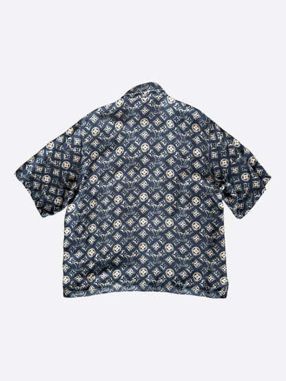 Louis Vuitton Navy & Beige Monogram Button Up Shirt
