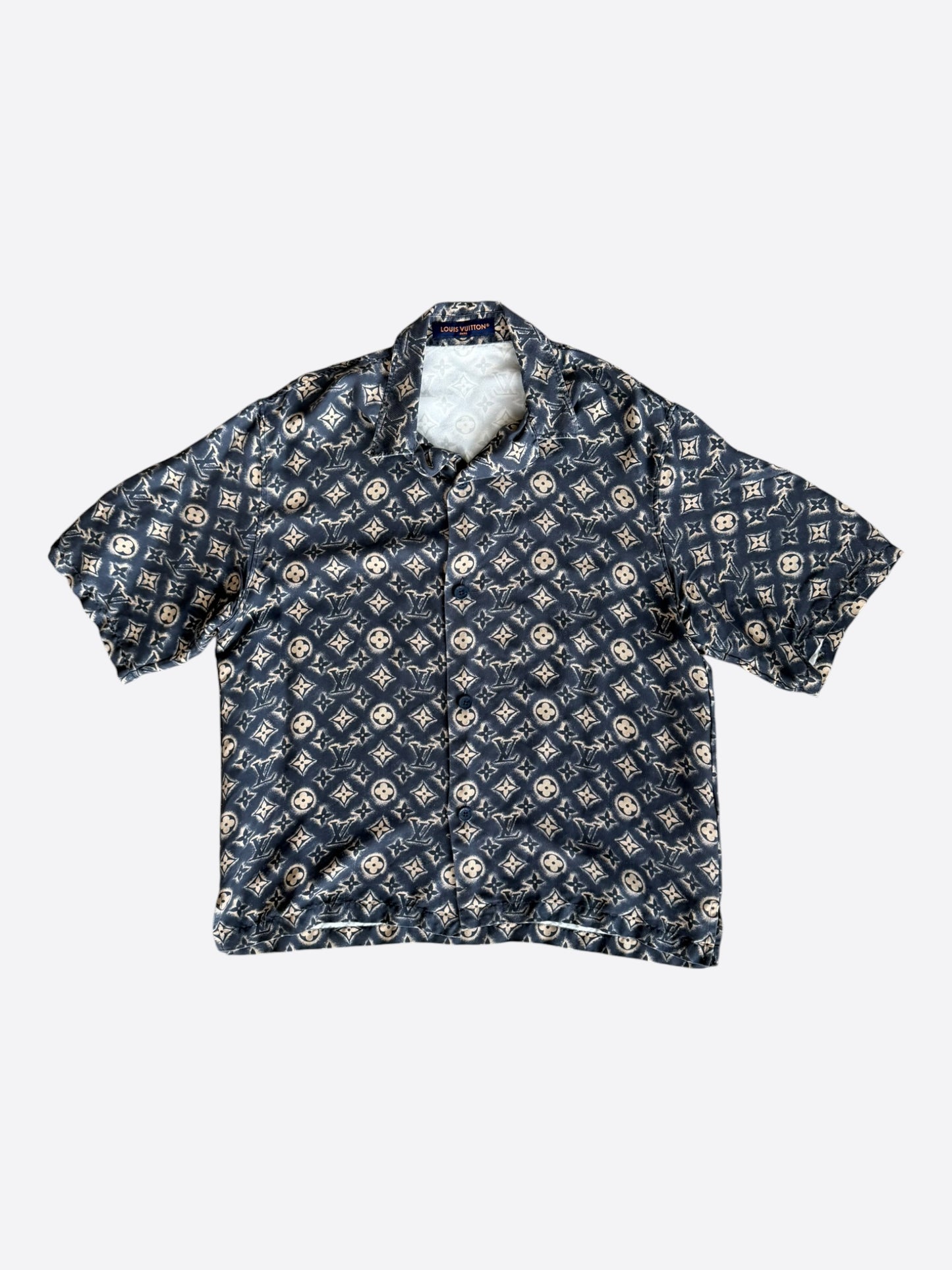Louis Vuitton Navy & Beige Monogram Button Up Shirt