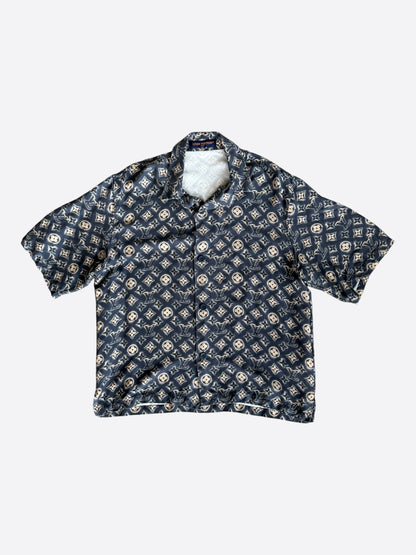 Louis Vuitton Navy & Beige Monogram Button Up Shirt