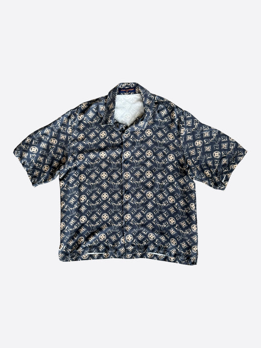 Louis Vuitton Navy & Beige Monogram Button Up Shirt