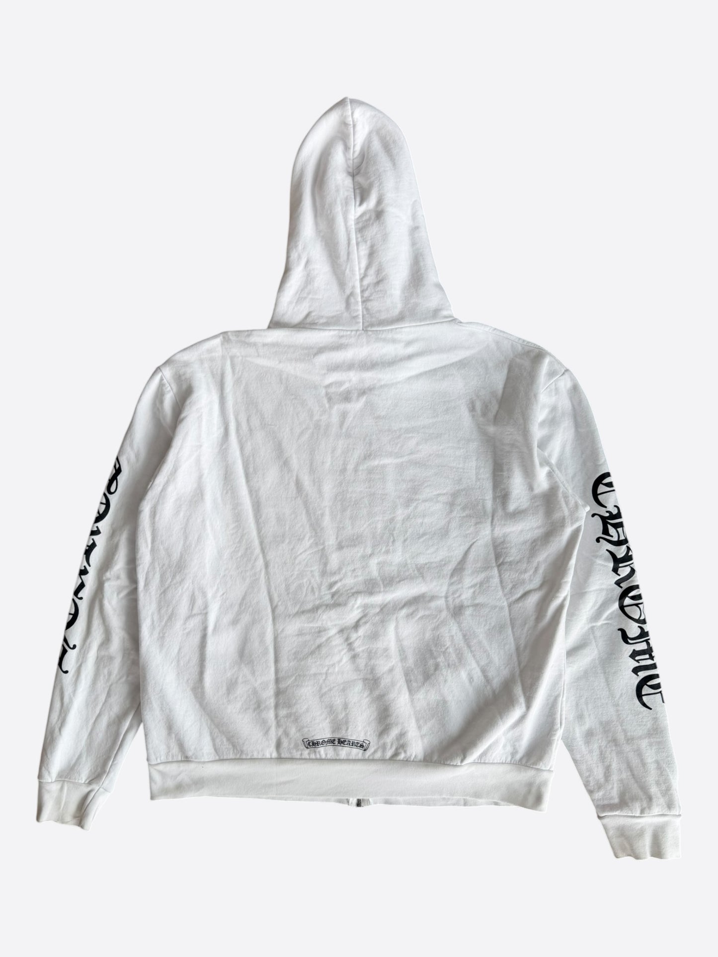 Chrome Hearts White & Black Script Logo Zip Up Hoodie