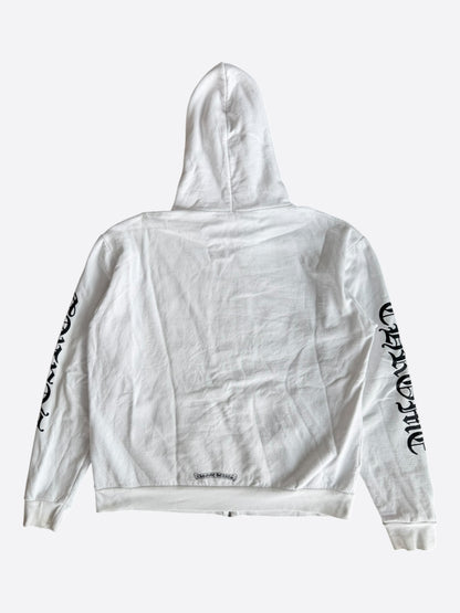Chrome Hearts White & Black Script Logo Zip Up Hoodie