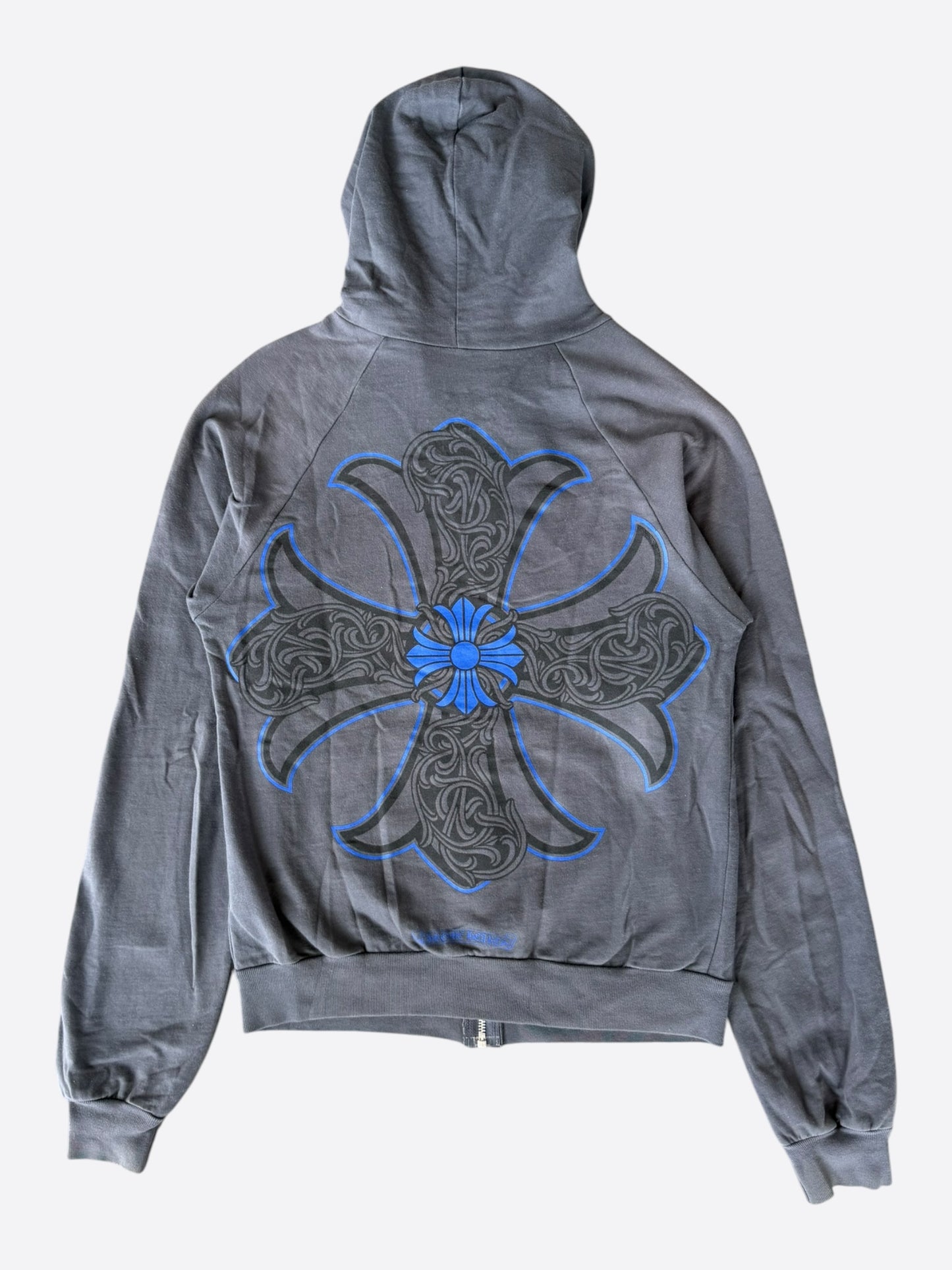 Chrome Hearts Black & Blue Cross Logo Zip Up Hoodie