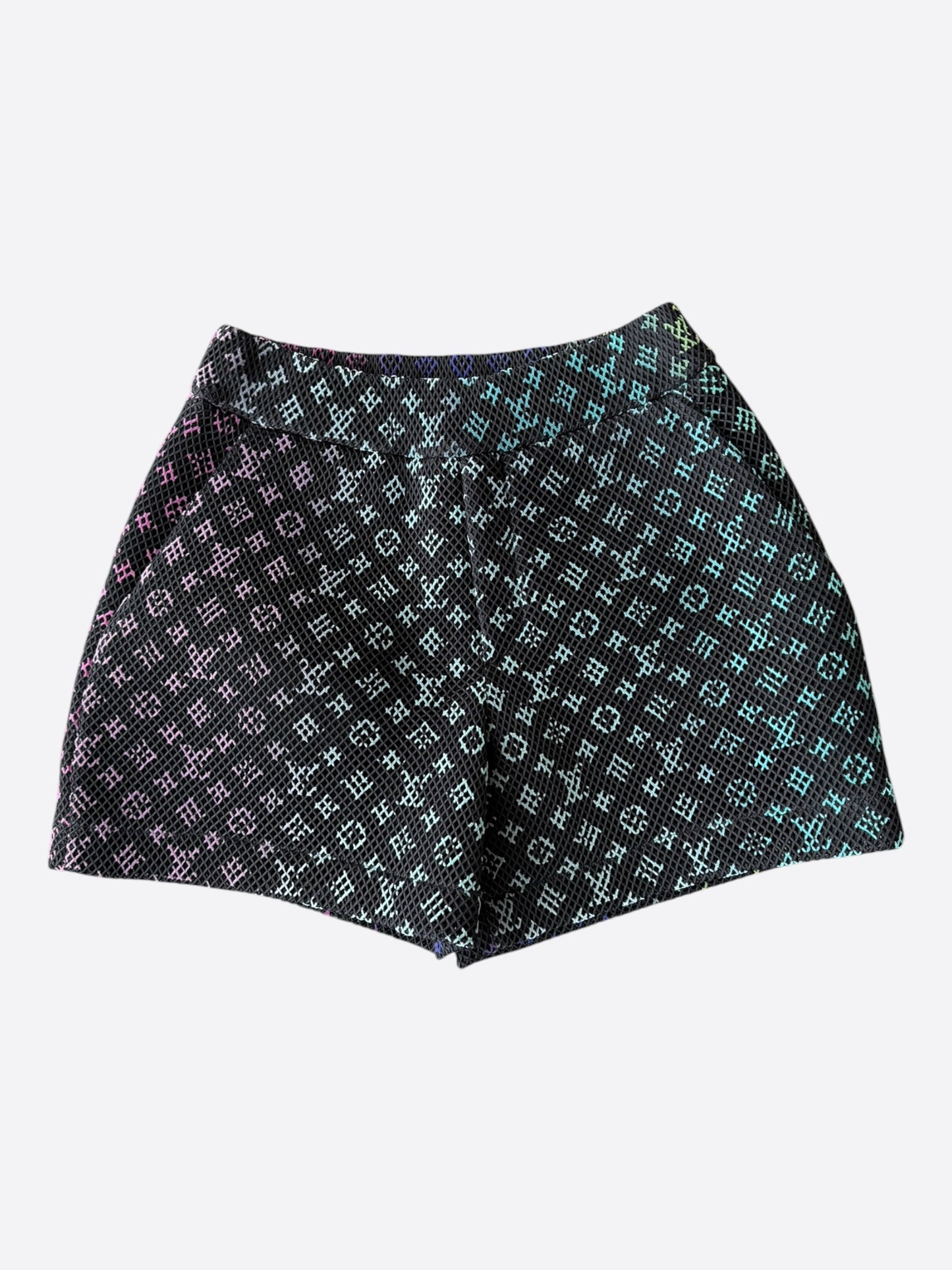 Louis Vuitton Black Rainbow Monogram Mesh Shorts