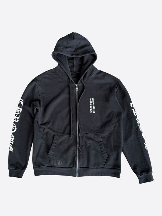 Chrome Hearts Black & White Script Logo Zip Up Hoodie
