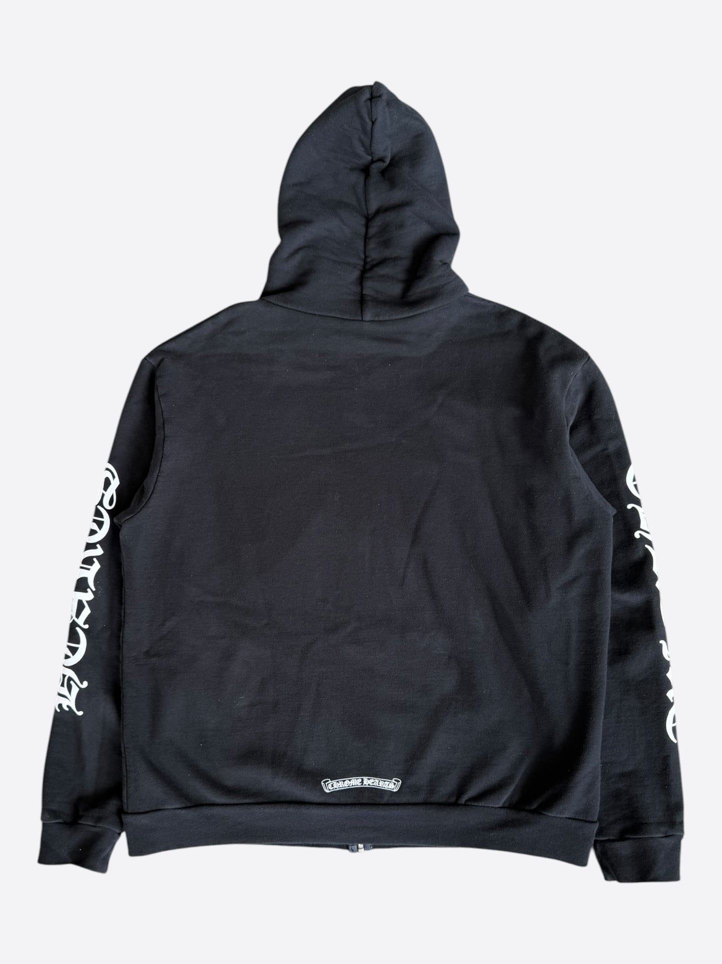 Chrome Hearts Black & White Script Logo Zip Up Hoodie