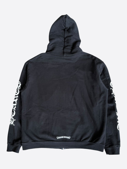 Chrome Hearts Black & White Script Logo Zip Up Hoodie