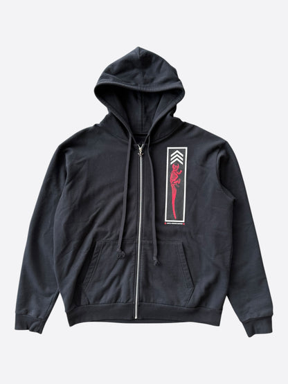 Chrome Hearts Black, Red & White Foti Graphic Zip Up Hoodie