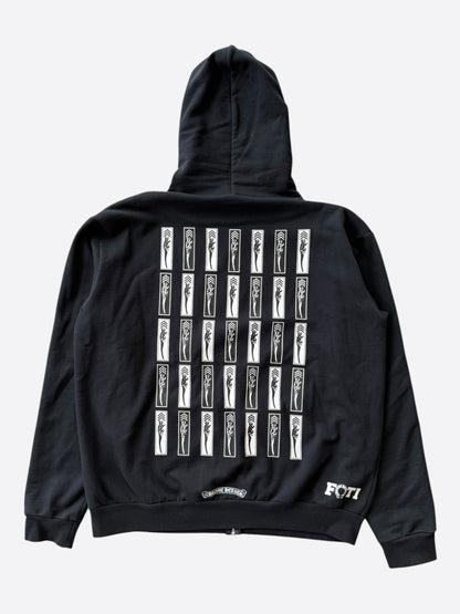 Chrome Hearts Black, Red & White Foti Graphic Zip Up Hoodie