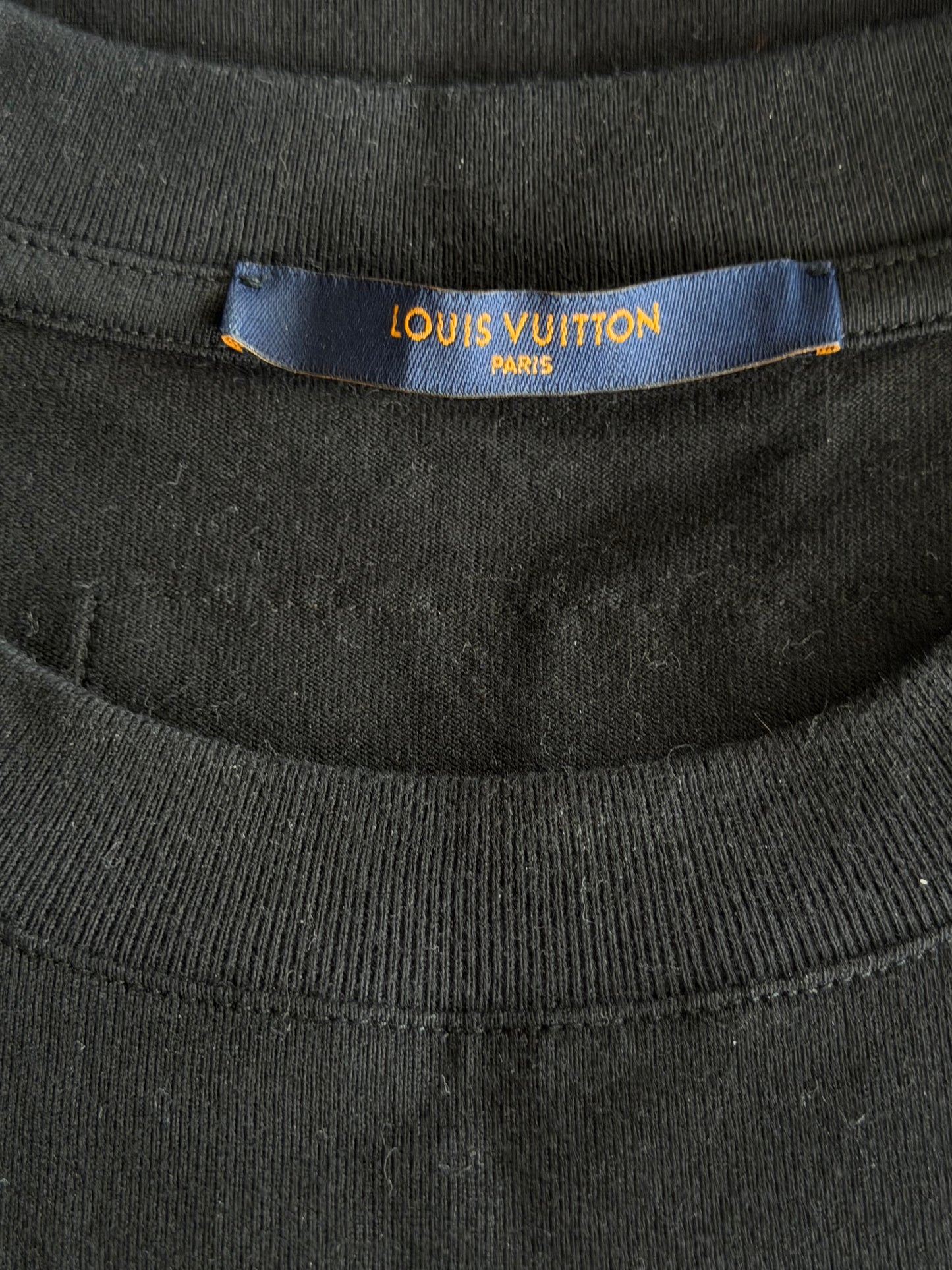 Louis Vuitton Black & White Frequency Logo Embroidered T-Shirt