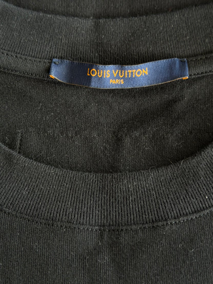 Louis Vuitton Black & White Frequency Logo Embroidered T-Shirt