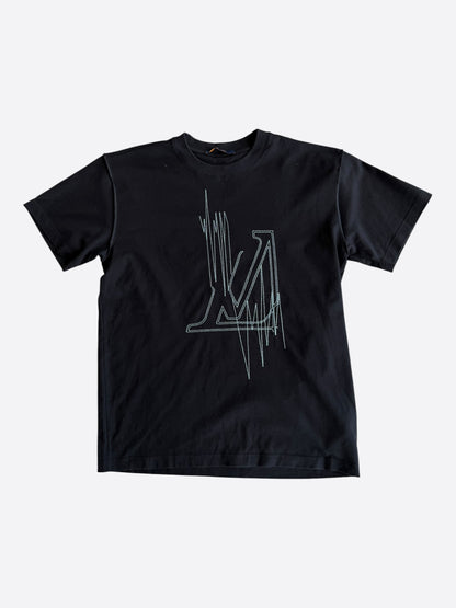 Louis Vuitton Black & White Frequency Logo Embroidered T-Shirt