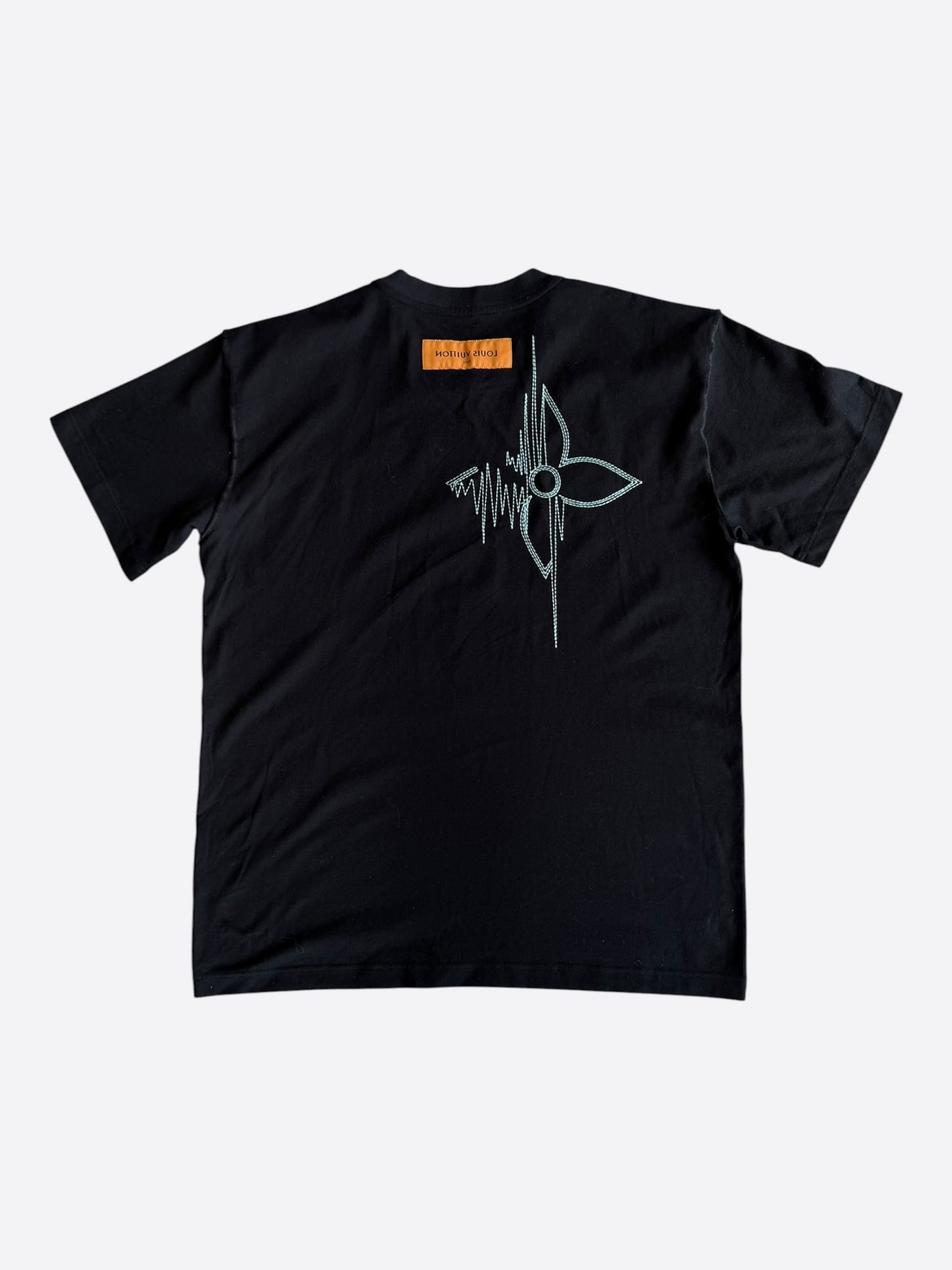 Louis Vuitton Black & White Frequency Logo Embroidered T-Shirt