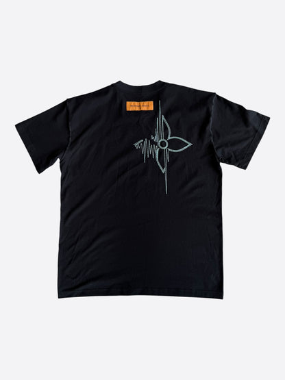 Louis Vuitton Black & White Frequency Logo Embroidered T-Shirt