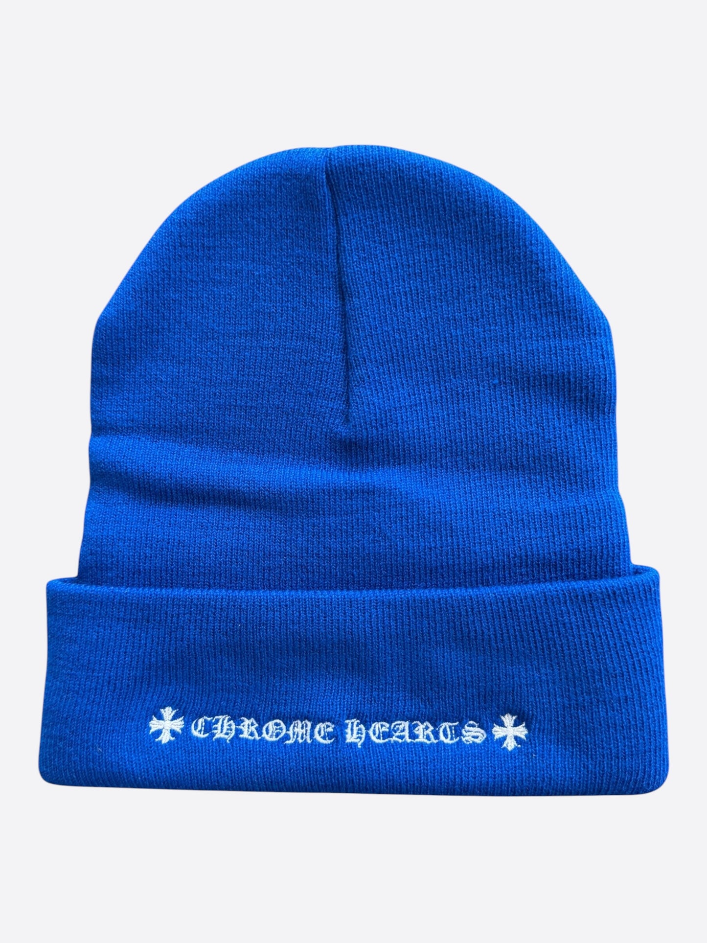 Chrome Hearts Blue & White CH Logo Embroidered Beanie