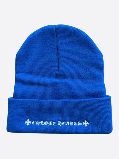 Chrome Hearts Blue & White CH Logo Embroidered Beanie