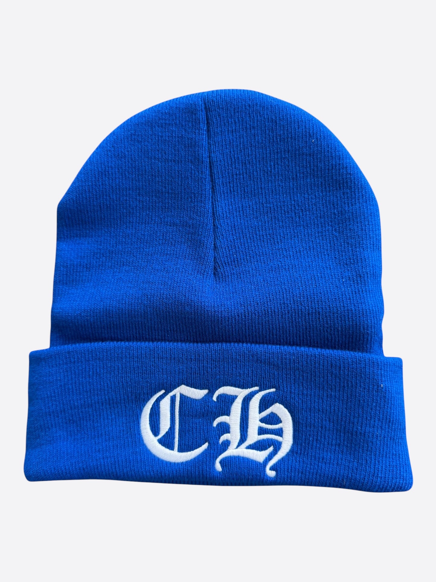 Chrome Hearts Blue & White CH Logo Embroidered Beanie
