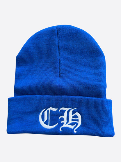 Chrome Hearts Blue & White CH Logo Embroidered Beanie