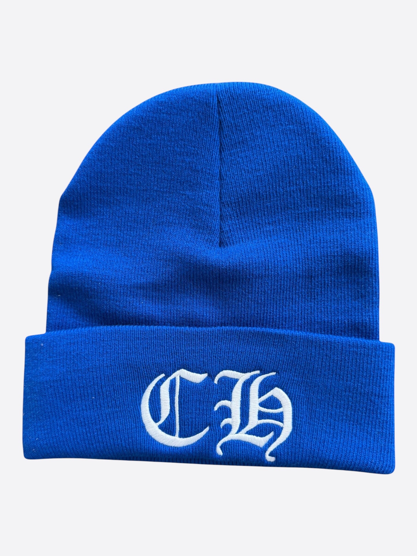 Chrome Hearts Blue & White CH Logo Embroidered Beanie
