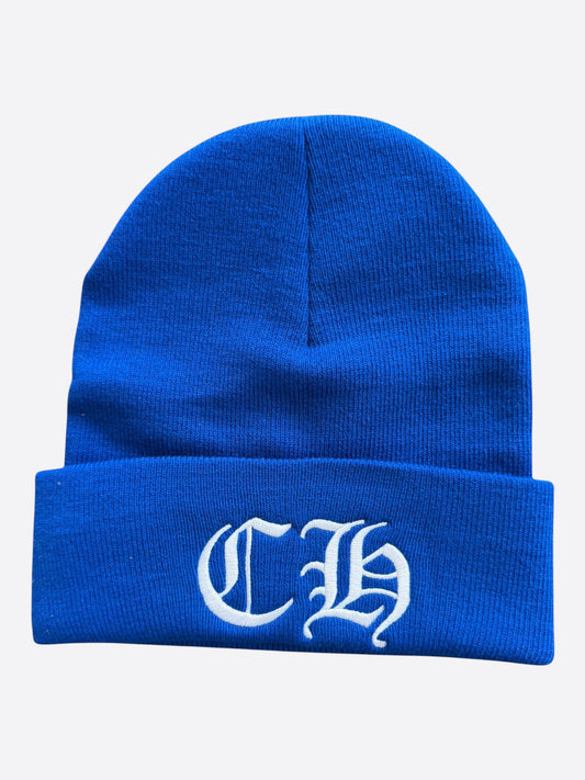 Chrome Hearts Blue & White CH Logo Embroidered Beanie