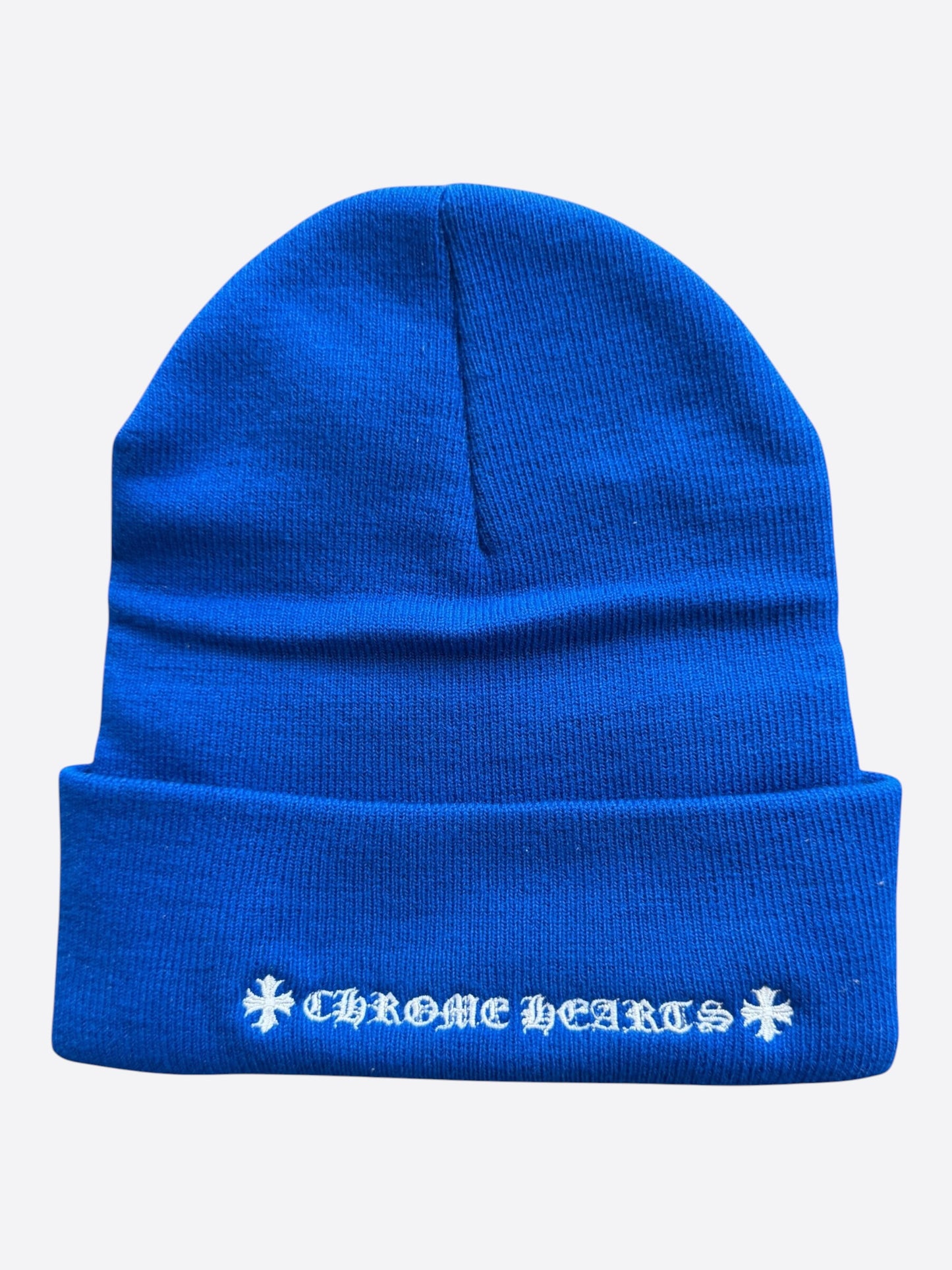 Chrome Hearts Blue & White CH Logo Embroidered Beanie