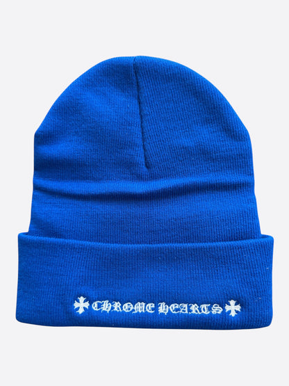 Chrome Hearts Blue & White CH Logo Embroidered Beanie