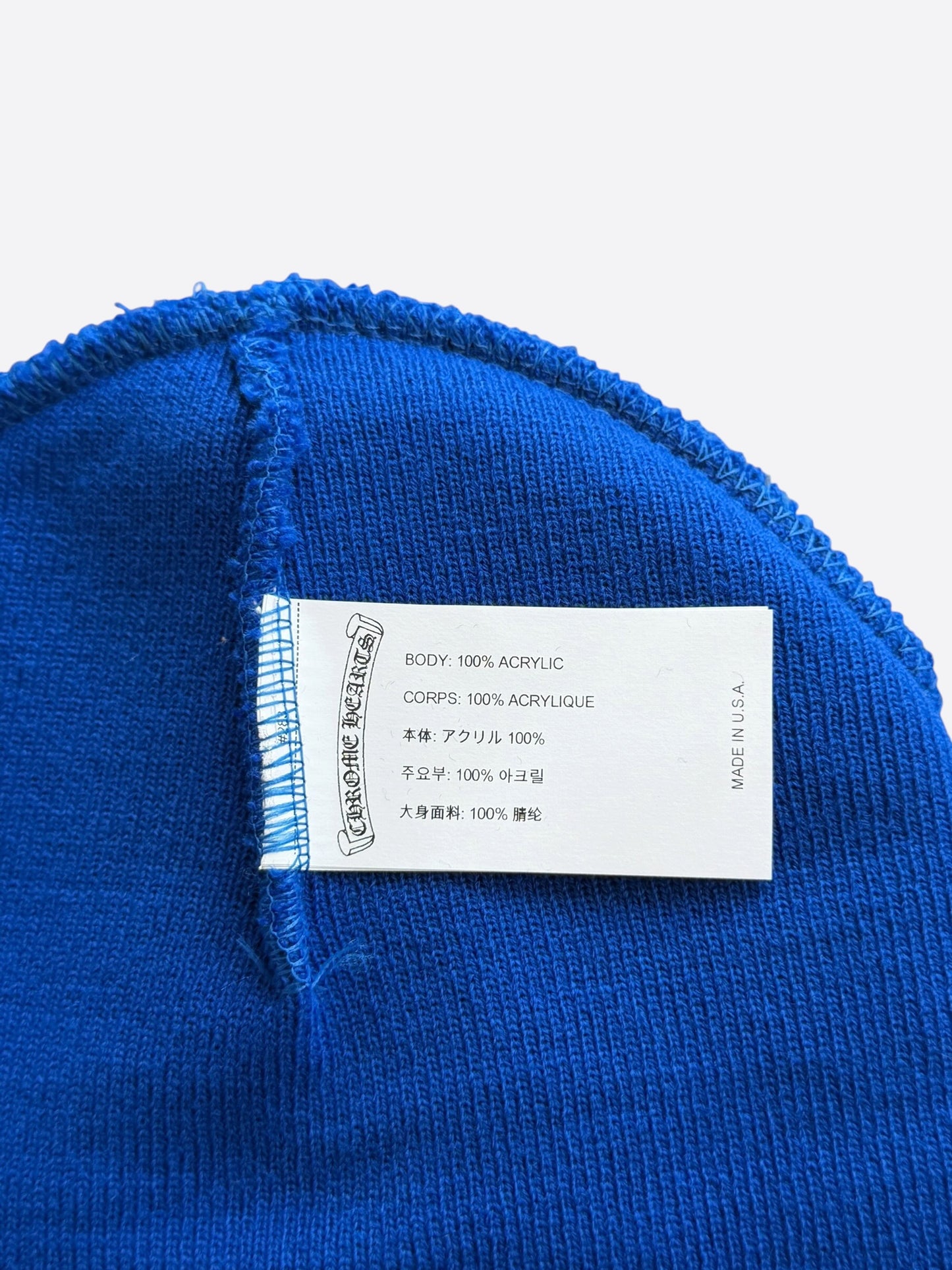 Chrome Hearts Blue & White CH Logo Embroidered Beanie